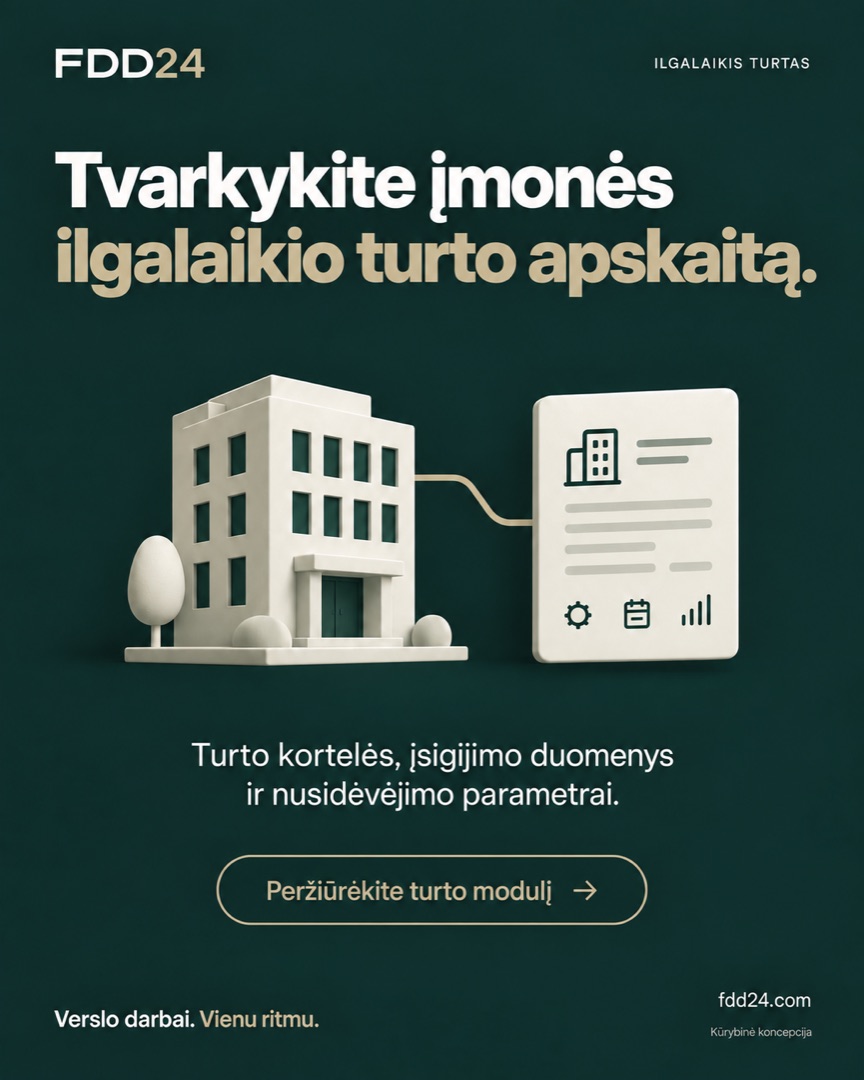 Tvarkykite įmonės ilgalaikio turto apskaitą.