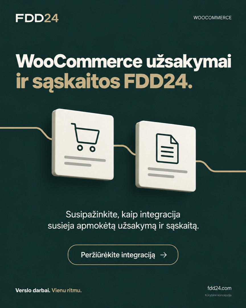 WooCommerce užsakymai ir sąskaitos FDD24.